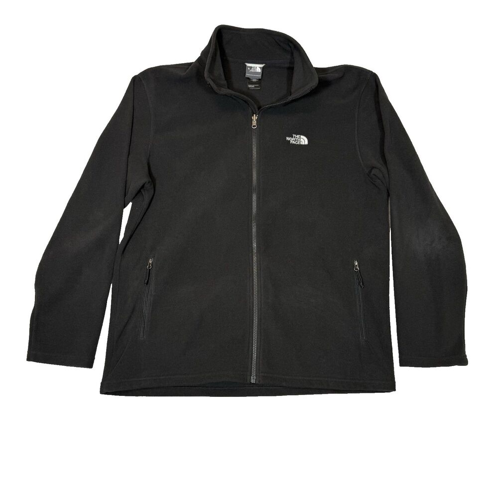 The North Face Fleece Jacket Men XL Full Zip Black Stand Collar Zip Pockets CLS3